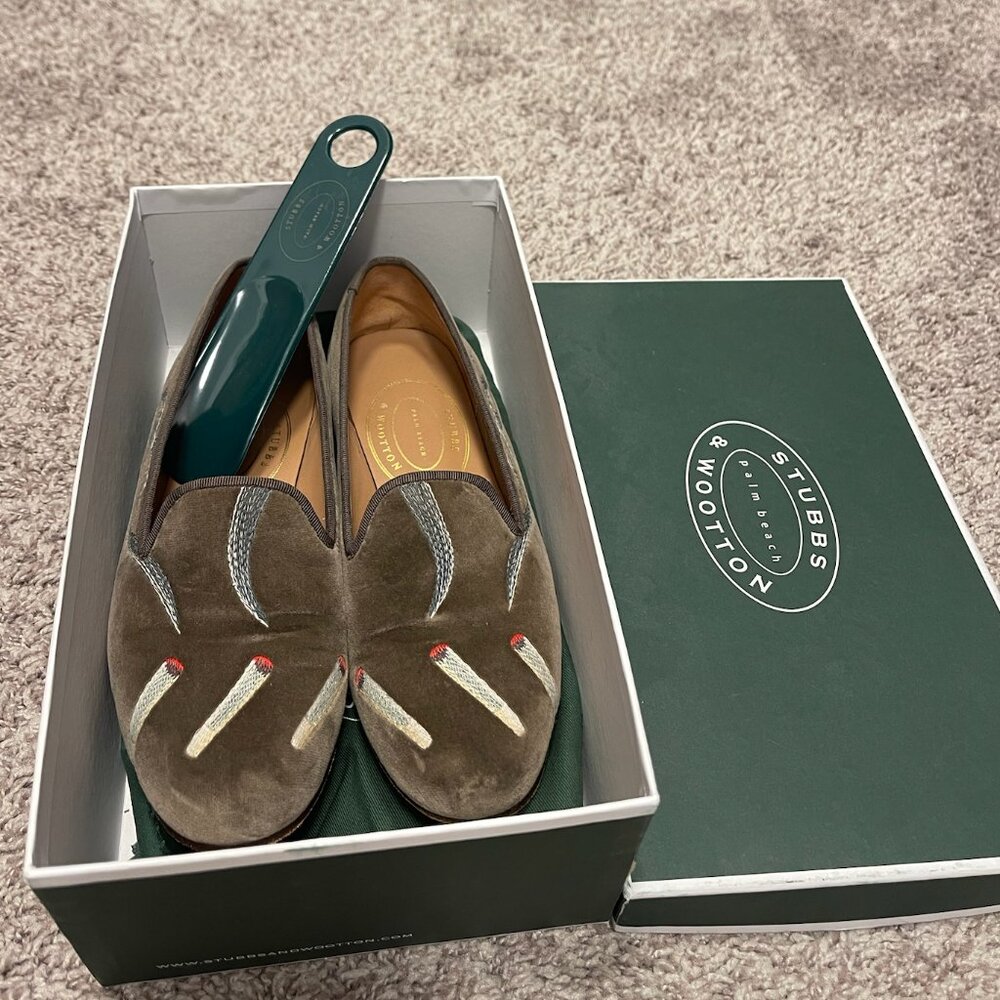 Stubb's & Wooton Women's Size 8 Velvet Smoking Loafer